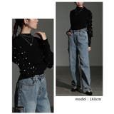 パールの粒が降り注ぐパフスリーブニットトップス レディース ファッション | Sawa a la mode | 詳細画像8 