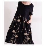 水玉とライン模様の半袖コクーンワンピース。ワンピース チュニック 刺繍柄 | Sawa a la mode | 詳細画像5