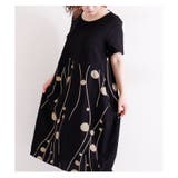 水玉とライン模様の半袖コクーンワンピース。ワンピース チュニック 刺繍柄 | Sawa a la mode | 詳細画像7