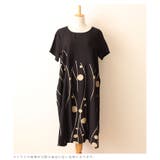 水玉とライン模様の半袖コクーンワンピース。ワンピース チュニック 刺繍柄 | Sawa a la mode | 詳細画像11