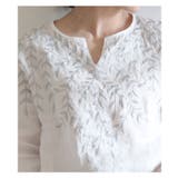 ボタニカルリーフ刺繍のリネントップス レディース ファッション | Sawa a la mode | 詳細画像7