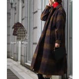 ふんわり袖のミックスツイードチェックロングコート レディースファッション アウター | Sawa a la mode | 詳細画像1 