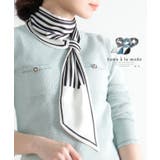 通すだけで楽に付けれるエレガントなバイカラースカーフ レディース ファッション | Sawa a la mode | 詳細画像1