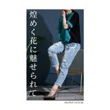ブルーベースの花モチーフテーパードデニム レディースファッション ボトムス | Sawa a la mode | 詳細画像5