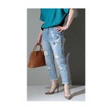 ブルーベースの花モチーフテーパードデニム レディースファッション ボトムス | Sawa a la mode | 詳細画像7