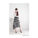 日本製アシンメトリーのアートな切替錯覚ニットスカート レディース ファッション | Sawa a la mode | 詳細画像11