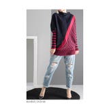 着痩せの魔法日本製変形ボーダーニット レディース セーター | Sawa a la mode | 詳細画像16