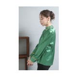 艶やかグリーンの上品サテンシャツブラウス レディース ファッション | Sawa a la mode | 詳細画像13 
