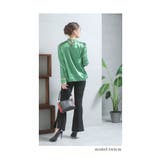 艶やかグリーンの上品サテンシャツブラウス レディース ファッション | Sawa a la mode | 詳細画像14 