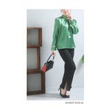 艶やかグリーンの上品サテンシャツブラウス レディース ファッション | Sawa a la mode | 詳細画像20 