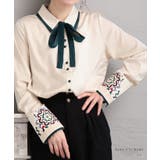 手元を彩るオリエンタル刺繍のサテンボウタイシャツ レディース ファッション | Sawa a la mode | 詳細画像1 