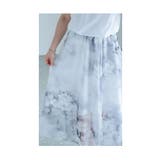 水彩で描かれたモノトーンの花柄シフォンスカート レディース ファッション | Sawa a la mode | 詳細画像10 