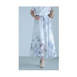 水彩で描かれたモノトーンの花柄シフォンスカート レディース ファッション | Sawa a la mode | 詳細画像12 