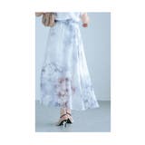 水彩で描かれたモノトーンの花柄シフォンスカート レディース ファッション | Sawa a la mode | 詳細画像14 