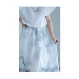 水彩で描かれたモノトーンの花柄シフォンスカート レディース ファッション | Sawa a la mode | 詳細画像15 