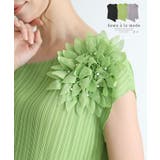 艶めくパールの花コサージュ付きアシンメトリープリーツトップス レディース | Sawa a la mode | 詳細画像1