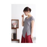 艶めくパールの花コサージュ付きアシンメトリープリーツトップス レディース | Sawa a la mode | 詳細画像21
