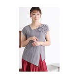 艶めくパールの花コサージュ付きアシンメトリープリーツトップス レディース | Sawa a la mode | 詳細画像26