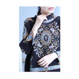 艶やかなスカーフ模様のアコーディオンプリーツチュニック レディース ファッション | Sawa a la mode | 詳細画像3 
