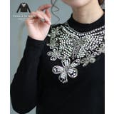 胸元を煌びやかに輝かせるビジューシアートップス レディース ファッション | Sawa a la mode | 詳細画像1