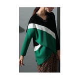 着痩せに導く日本製配色スリットニット レディース トップス | Sawa a la mode | 詳細画像17 