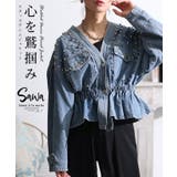 ヴィンテージな甘辛スタイルスタッズデニムジャケット アウター レディース | Sawa a la mode | 詳細画像1