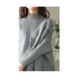 優雅なフェミニンを飾る花柄編みハイネックニット トップス レディース | Sawa a la mode | 詳細画像14