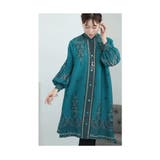 オリエンタル柄に花が咲くふんわり袖プリーツチュニック レディース ファッション | Sawa a la mode | 詳細画像6 