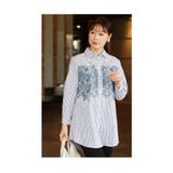 爽やかな花刺繍のストライプシャツチュニック レディース ファッション | Sawa a la mode | 詳細画像6