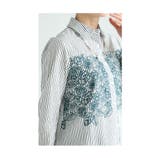 爽やかな花刺繍のストライプシャツチュニック レディース ファッション | Sawa a la mode | 詳細画像8