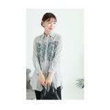 爽やかな花刺繍のストライプシャツチュニック レディース ファッション | Sawa a la mode | 詳細画像12