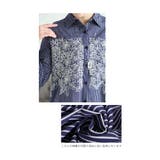 爽やかな花刺繍のストライプシャツチュニック レディース ファッション | Sawa a la mode | 詳細画像14