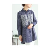 爽やかな花刺繍のストライプシャツチュニック レディース ファッション | Sawa a la mode | 詳細画像24