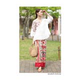 滲み描く花々と蝶のナチュラルなリネンシャツブラウス レディース ファッション | Sawa a la mode | 詳細画像8