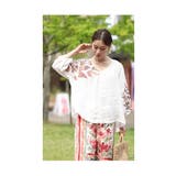 滲み描く花々と蝶のナチュラルなリネンシャツブラウス レディース ファッション | Sawa a la mode | 詳細画像17