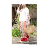滲み描く花々と蝶のナチュラルなリネンシャツブラウス レディース ファッション | Sawa a la mode | 詳細画像18