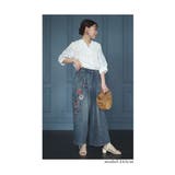 アジアンな花刺繍咲くデニムワイドタックパンツ レディース ファッション | Sawa a la mode | 詳細画像8 