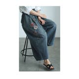アジアンな花刺繍咲くデニムワイドタックパンツ レディース ファッション | Sawa a la mode | 詳細画像11 