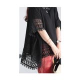 アシンメトリーレース使いの麻混ブルオーバーチュニック レディース ファッション | Sawa a la mode | 詳細画像8