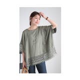 アシンメトリーレース使いの麻混ブルオーバーチュニック レディース ファッション | Sawa a la mode | 詳細画像19