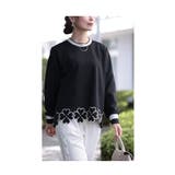連なるクローバー画のきれいめ袖リブトップス レディース ファッション | Sawa a la mode | 詳細画像10