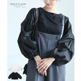 目を惹くふんわり袖の異素材ドッキングトップス レディース ファッション | Sawa a la mode | 詳細画像1