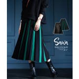 レトロに揺れるストライプ柄Aラインニットスカート レディース ファッション | Sawa a la mode | 詳細画像1