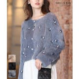 煌きビジューとパールのフェザーニットカーディガン レディース ファッション | Sawa a la mode | 詳細画像1 