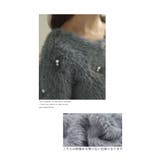 煌きビジューとパールのフェザーニットカーディガン レディース ファッション | Sawa a la mode | 詳細画像4 