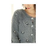 煌きビジューとパールのフェザーニットカーディガン レディース ファッション | Sawa a la mode | 詳細画像8 