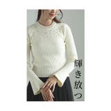 首元に輝き放つパールネックリブニットトップス レディース ファッション | Sawa a la mode | 詳細画像5