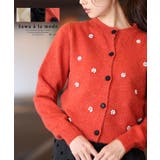 艶やかなパールの花が咲くダイヤ柄ラメニットカーディガン レディース ファッション | Sawa a la mode | 詳細画像1