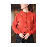 艶やかなパールの花が咲くダイヤ柄ラメニットカーディガン レディース ファッション | Sawa a la mode | 詳細画像9