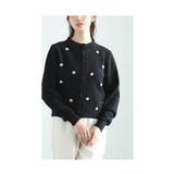 艶やかなパールの花が咲くダイヤ柄ラメニットカーディガン レディース ファッション | Sawa a la mode | 詳細画像11